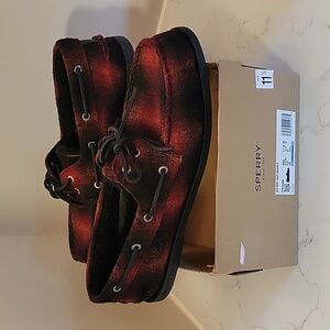 New Sperry A/O Rpet Cozy Red & Black Shoes Size 11.5